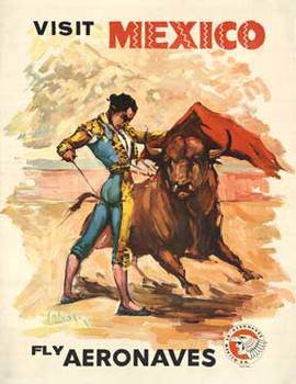 bull fight, bull, matidor, travel poster, Mexio, linen backed, original poster