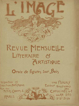 Original L'Image. Original Vintage French Art Nouveau Magazine L'Image 1897 Literature Etching  <br><br>Presented in a16" x 20" acid free archival museum mat. This is one of the 12 orignal L'Image lithographs created for the issue of L'Image in 1898.