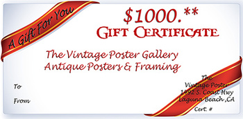 Gift Certificate - GIFT CERTIFICATE $1000 - Serigraph - 5.5 X 8