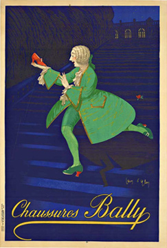 Stone lithograph with acid free archival linen backing. Holding a ruby red slipper, a prince charming runs up the night time steps to the estate; perhaps looking to find his Cinderella. Beautiful, great condition, original.